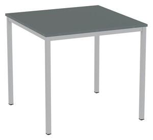 Versys étkezőasztal, ezüst RAL 9006 színű lábazattal, 80 x 80 x 74,3 cm, sötétszürke