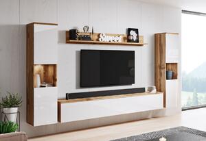 URAL XL nappali fal, wotan/magasfényű fehér