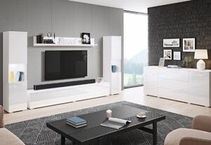 URAL XL nappali fal, fehér/magasfényű fehér