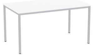 Versys étkezőasztal, ezüst RAL 9006 színű lábazattal, 140 x 80 x 74,3 cm, fehér