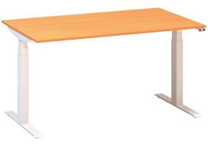 Alfa Office Alfa Up állítható magasságú irodai asztal fehér lábazattal, 140 x 80 x 61,5-127,5 cm, bükk Bavaria mintázat%