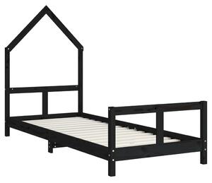 VidaXL fekete tömör fenyőfa gyerekágykeret 80 x 200 cm