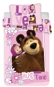 Gyermek pamut ágynemű kiságyba - Mása és a Medve - Baby Love, 100 x 135 cm, 40 x 60 cm