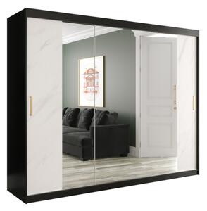 MARMUR T2 250 ruhásszekrény, 250x200x62, fekete/fehér márvány