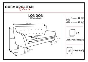 London sötétkék kanapé, 162 cm - Cosmopolitan design