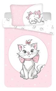 Gyermek pamut ágynemű kiságyba, Marie cat like pink baby, 100 x 135 cm, 40 x 60 cm