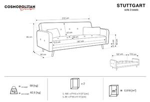 Stuttgart világosszürke kinyitható kanapé, 212 cm - Cosmopolitan Design