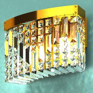 RING kristály fali lámpa, arany, szögletes, 2xE14