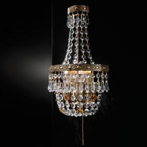 Sheraton kristály fali lámpa, patina, 36 cm, 2xE14