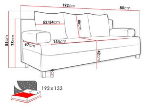 ROVER kanapé, 192x86x80, uttario velvet 2963
