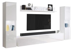 URAL XL nappali fal, fehér/magasfényű fehér