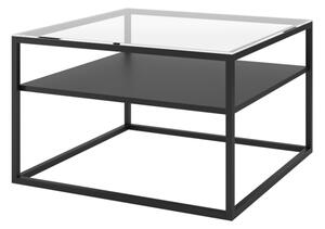 FIASCO II dohányzóasztal, 75x45x75, üveg/fekete
