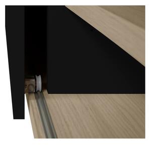 Nina fekete komód polcokkal és ajtóval, 140 x 59 cm - TemaHome
