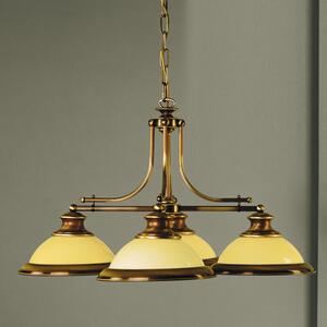 Old lamp klasszikus csillár patina, sárga búra, 4xE27