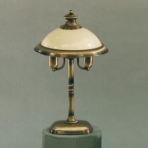 Old lamp klasszikus asztali lámpa patina, sárga búra, 2xE27