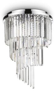 CARLTON modern-kristály mennyezeti lámpa, 12-es, króm
