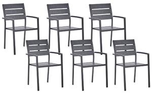 Kerti szék 6 részes készlet Fa származékok Fekete VERNIO
