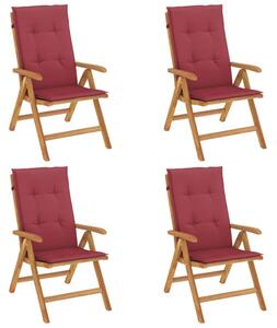VidaXL 4 db tömör tíkfa dönthető kerti szék párnával