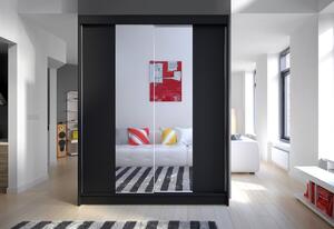 LAMINO II ruhásszekrény, 150x200x58, fehér/fekete
