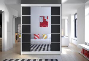 CAMINO V ruhásszekrény, 150x200x58, fehér/fekete