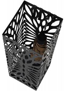 Esernyőtartó állvány, modern, 15,5 x 15,5 x 49 cm, 4 kampóval és kivehető csepegtető tálcával | Fekete