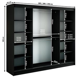 FLASTER ruhásszekrény,100x200x62,fekete/feher