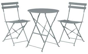 Szürke színű acél kerti bútor szett egy asztallal és két székkel FIORI