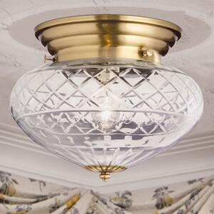 Budapest szecessziós mennyezeti lámpa bronz, átlátszó búra, 1xE27