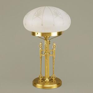 Budapest szecessziós asztali lámpa bronz, savmart búra, 1xE27