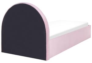 Rózsaszín bársony ágyneműtartós ágy 90 x 200 cm ANET