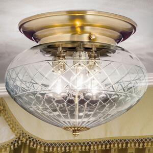 Budapest szecessziós mennyezeti lámpa bronz, átlátszó búra, 3xE27