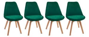 Skandináv stílusú bársony szék készlet GREEN GLAMOR 3+1 INGYEN!
