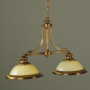 Old lamp klasszikus csillár patina, sárga búra, 2xE27