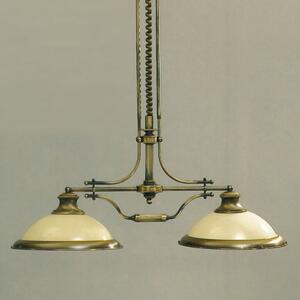Old lamp klasszikus csillár patina, sárga búra, 2xE27
