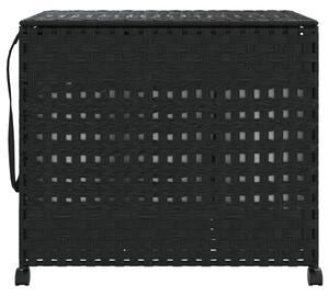 VidaXL fekete rattan szennyeskosár kerekekkel 66x35x60 cm