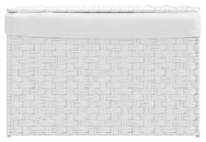 VidaXL fehér polyrattan szennyeskosár fedéllel 55,5 x 35 x 34 cm