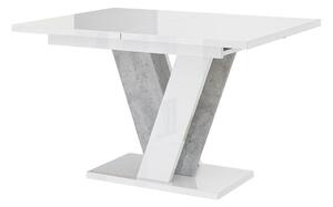 Asztal Goodyear 125, Szürke, Fényes fehér, 75x90x120cm, Hosszabbíthatóság, Laminált forgácslap