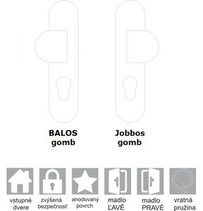TOTAL bejárati ajtó gomb/kilincs INOX balos