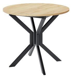 Asztal Edmond 111, Fekete, Kézműves aranytölgy, 77cm, Hosszabbíthatóság, Laminált forgácslap, Fém