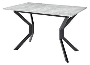 Asztal Edmond 113, Szürke márvány, Fekete, 77x80x125cm, Hosszabbíthatóság, Laminált forgácslap, Fém