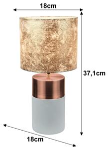 KONDELA Asztali lámpa, szürke-barna / rózsaszín-arany / arany mintával, QENNY TYPE 18