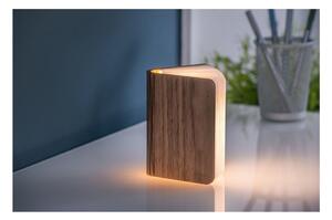 Mini sötétbarna kisméretű könyvalakú LED diófa asztali lámpa - Gingko