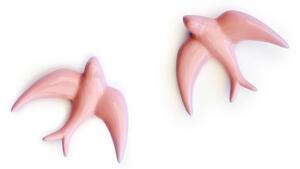 Golondrinas 2 db-os világos rózsaszín kézzel készített porcelán faldekoráció szett - Surdic
