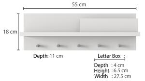 Rani fehér fali fogas 55 x 18 x 11 cm