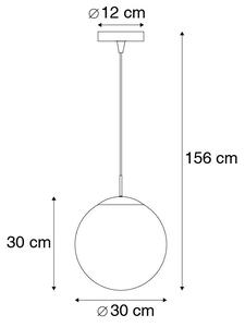 Modern függőlámpa sárgaréz füstüveggel 30 cm - Golyó