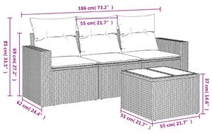 VidaXL 4 részes bézs polyrattan kerti ülőgarnitúra párnákkal