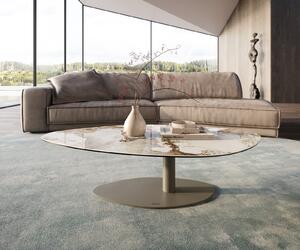 DELIFE Dohányzóasztal Edge organikus 140x76 cm kerámia Minas melange Vibany fém effektfinish titán