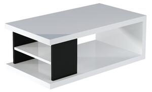 LUKE dohányzóasztal, 110x41x60, fehér/magasfényű fekete