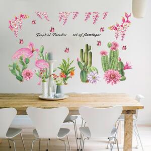 Falmatrica "Kaktuszok és flamingók" 64x108cm