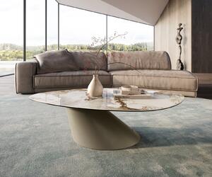 DELIFE Dohányzóasztal Edge organikus 140x76 cm kerámia Minas melange Conis fém titán színű effektfinish